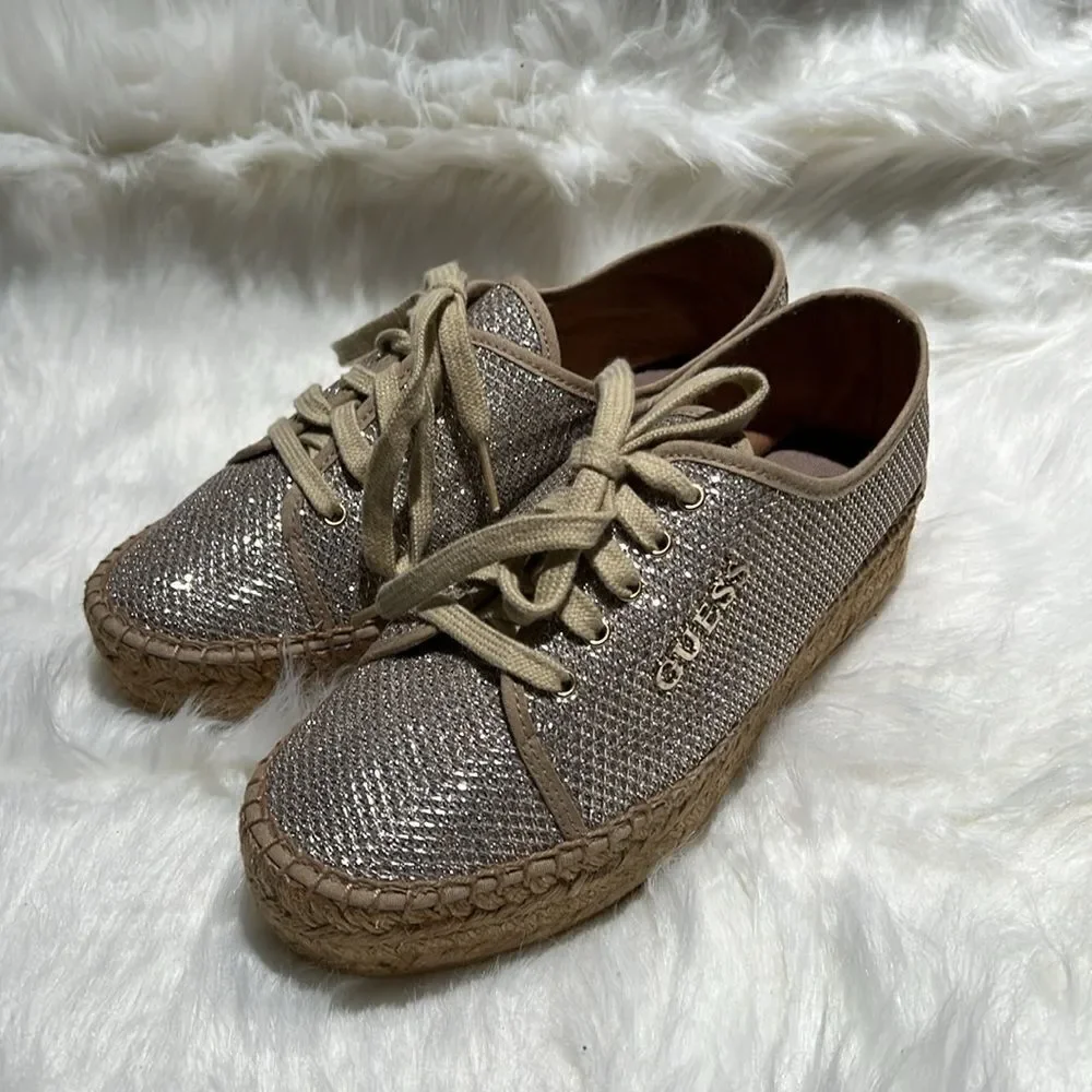 Guess gold sparkling Espadrille size‎ 4.5/5.  B69